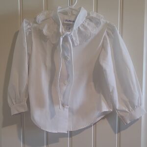Vintage White Toddler Shirt/button Up Blouse with Lace Collar